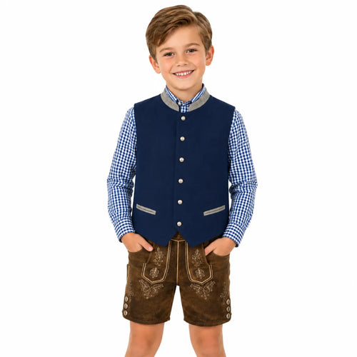 Ederer Max Isar Trachten jongens gilet blauw-grijs
