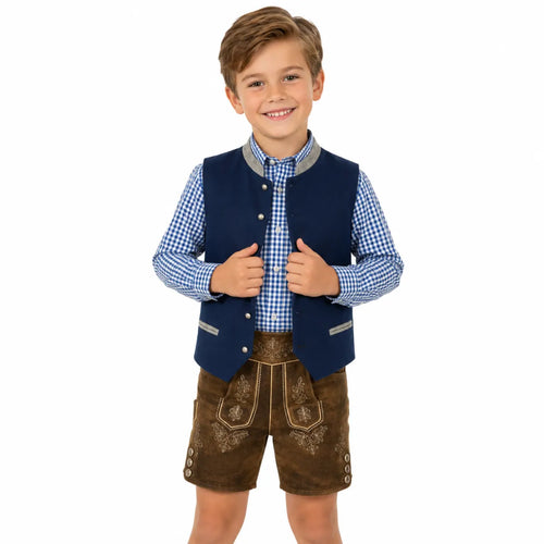 Ederer Max Isar Trachten jongens gilet blauw-grijs