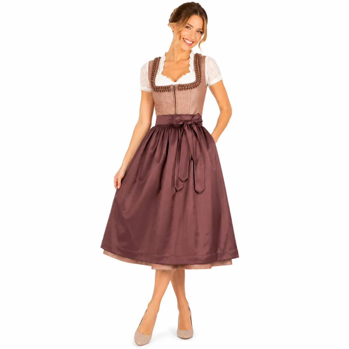 Trach Deiser Trachten Deiser dirnd rose-bordeaux rood 70 cm