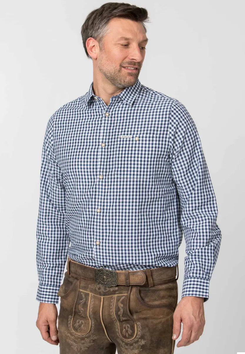 Stockerpoint Stockerpoint Trachtenhemd blauw-wit met lange mouw