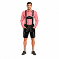 Lederhosenset Emil met rood hemd en sokken