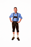Lederhosenset Jupp met blauw hemd en sokken