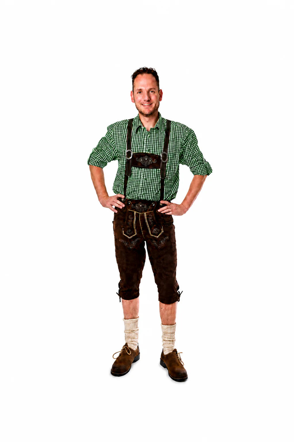 Lederhosenset Jupp met groen hemd en sokken