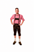 Lederhosenset Jupp met rood hemd en sokken